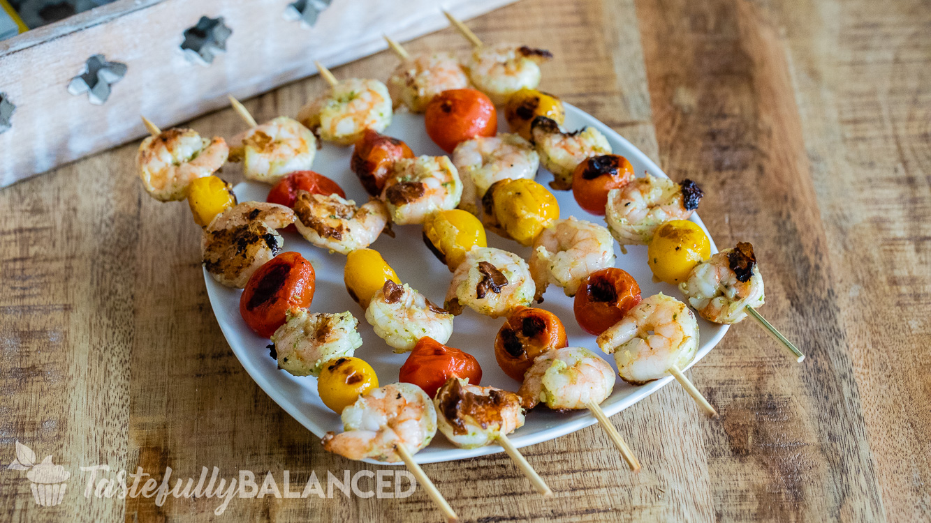 Grilled Pesto Shrimp with Tomatoes